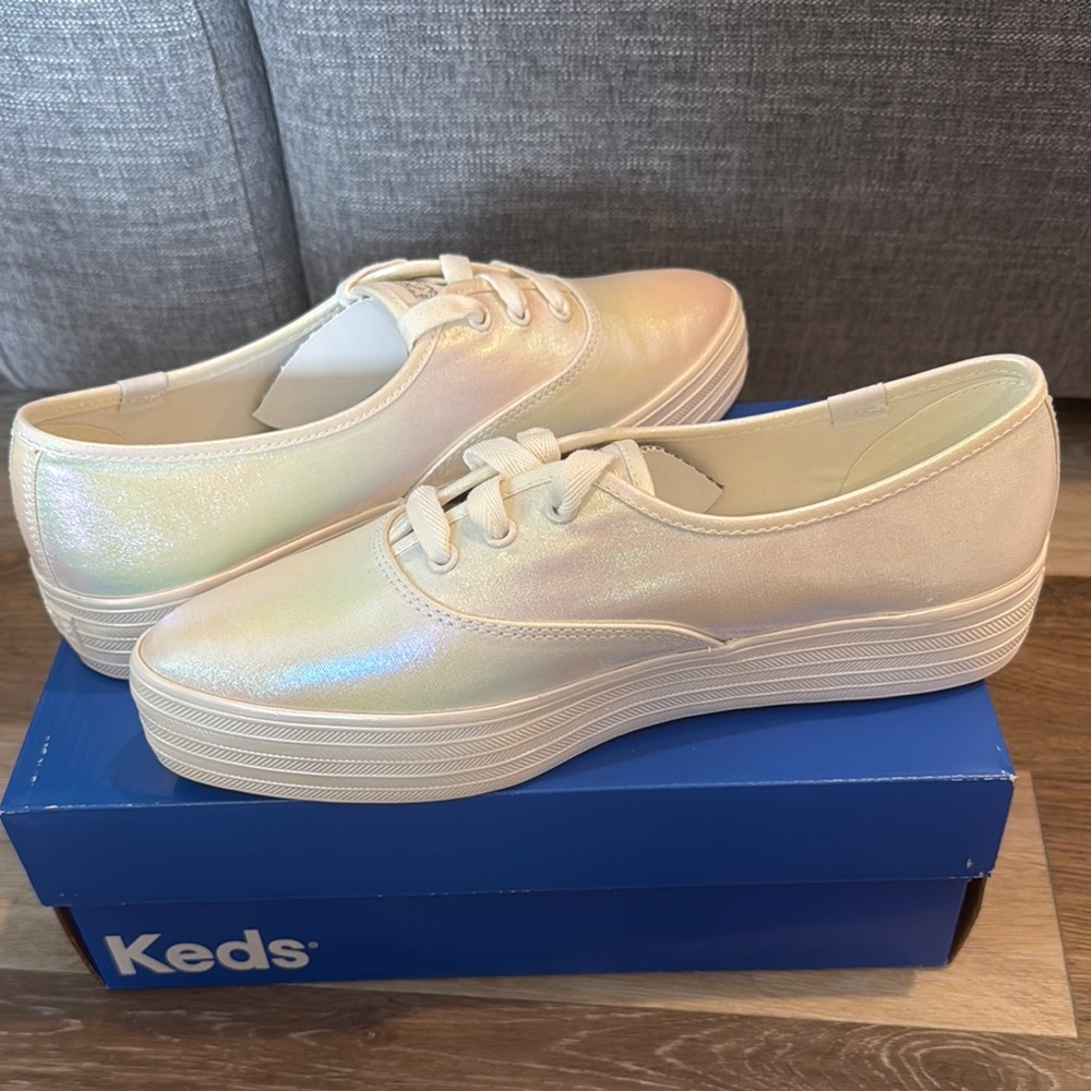 Keds iridescent platform sneakers